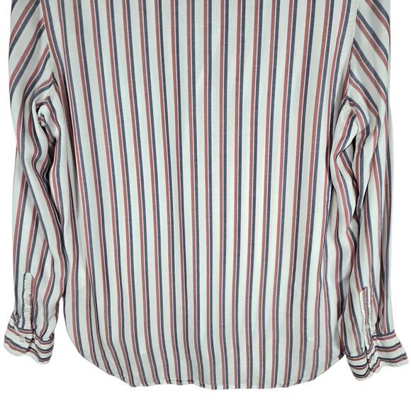 Frank & Eileen Eileen Button Down Shirt Women Small Modal Striped Blue Red Italy - Picture 11 of 12